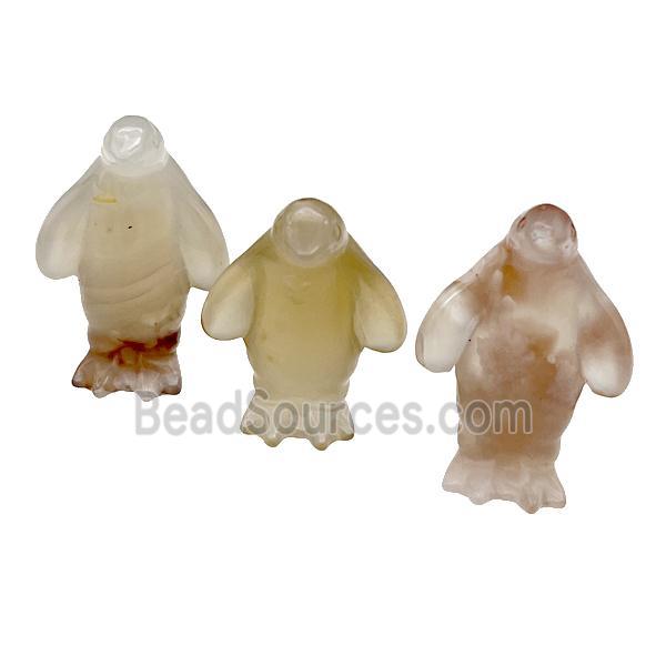 Cherry Sakura Agate Penguin Charm No Hole