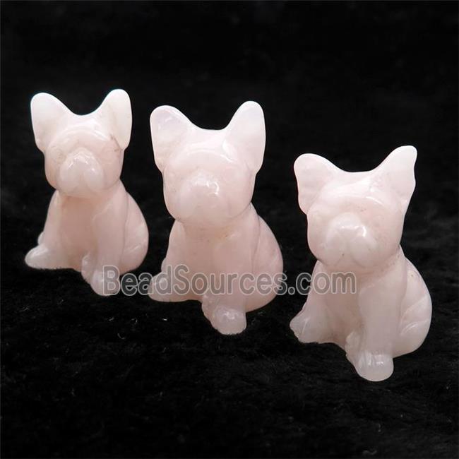 Pink Rose Quartz Dog No Hole