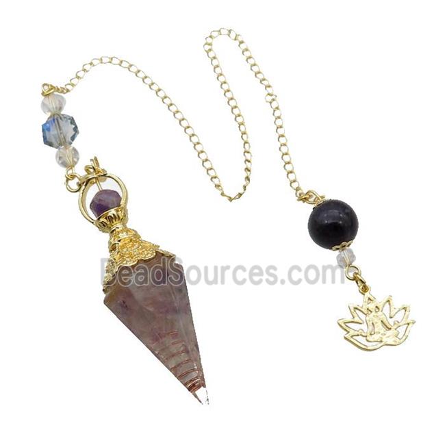 Fluorite Chips Resin Pendulum Pendant Chakra Gold Plated