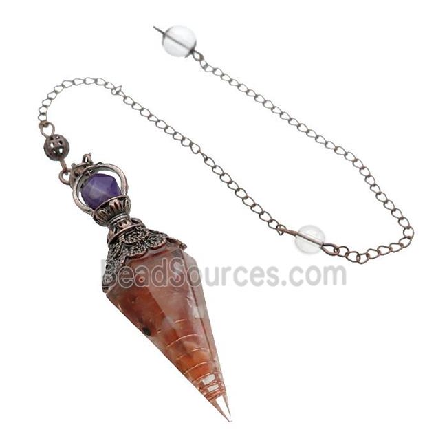 Red Carnelian Agate Chips Resin Pendulum Pendant Antique Red