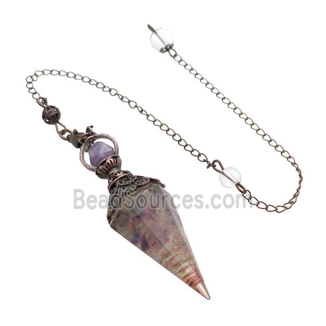 Multicolor Fluorite Chips Resin Pendulum Pendant Antique Red