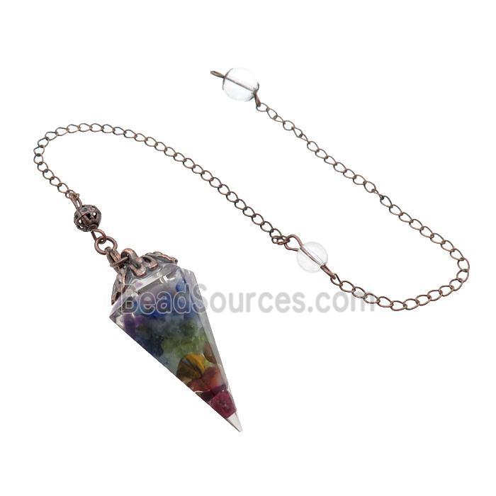 Mixed Gemstone Chips Resin Pendulum Pendant Chakra Antique Red