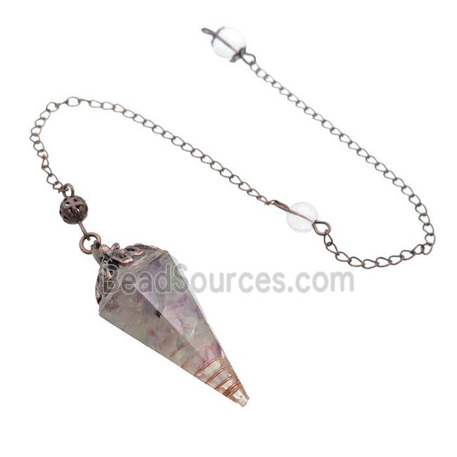 Multicolor Fluorite Chips Resin Pendulum Pendant Antique Red