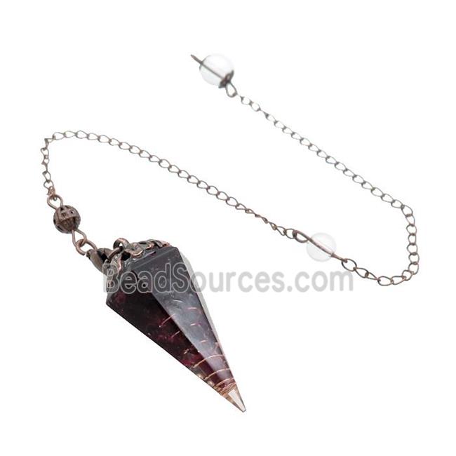 Garnet Chips Resin Pendulum Pendant Antique Red