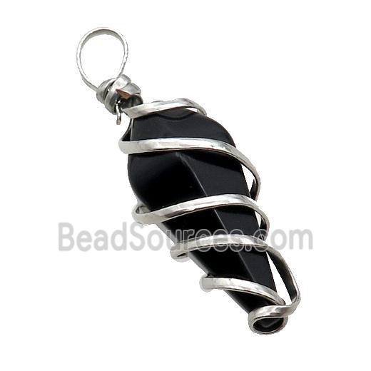 Black Onyx Pendulum Pendant Wire Wrapped