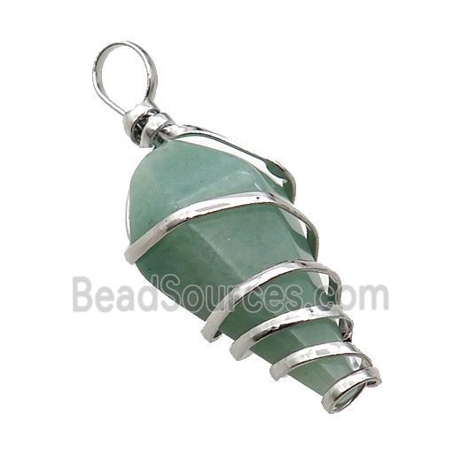 Green Aventurine Pendulum Pendant Wire Wrapped