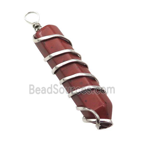 Red Jasper Bullet Pendant Wire Wrapped