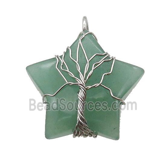 Green Aventurine Star Pendant Wire Wrapped