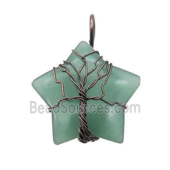 Green Aventurine Star Pendant Tree Wire Wrapped