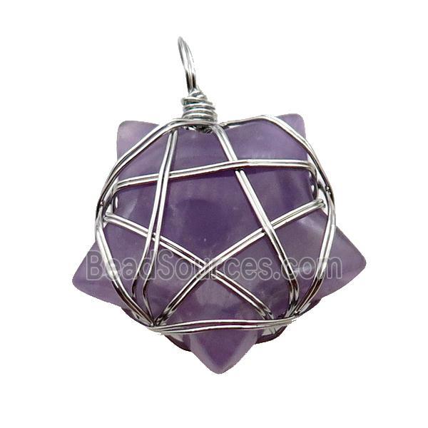 Purple Amethyst Star Pendant Wire Wrapped