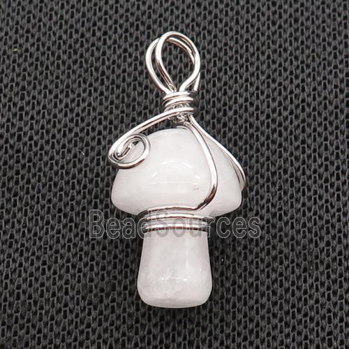 Clear Quartz Mushroom Pendant Wire Wrapped