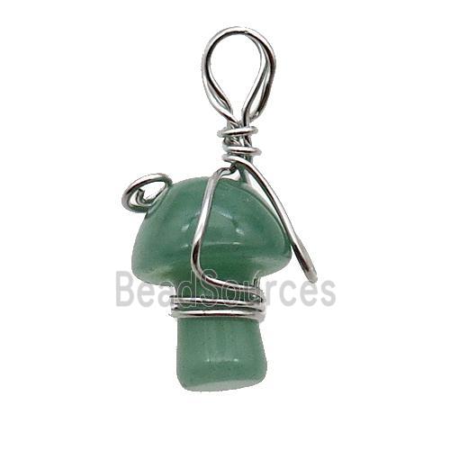 Green Aventurine Mushroom Pendant Wire Wrapped