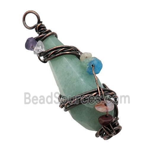 Green Aventurine Teardrop Pendant Wire Wrapped