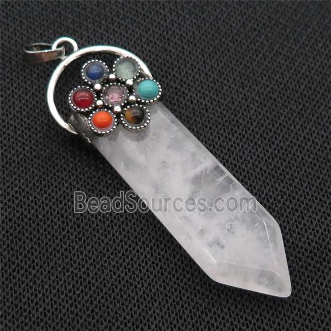 Clear Quartz Arrowhead Pendant Chakra Antique Silver