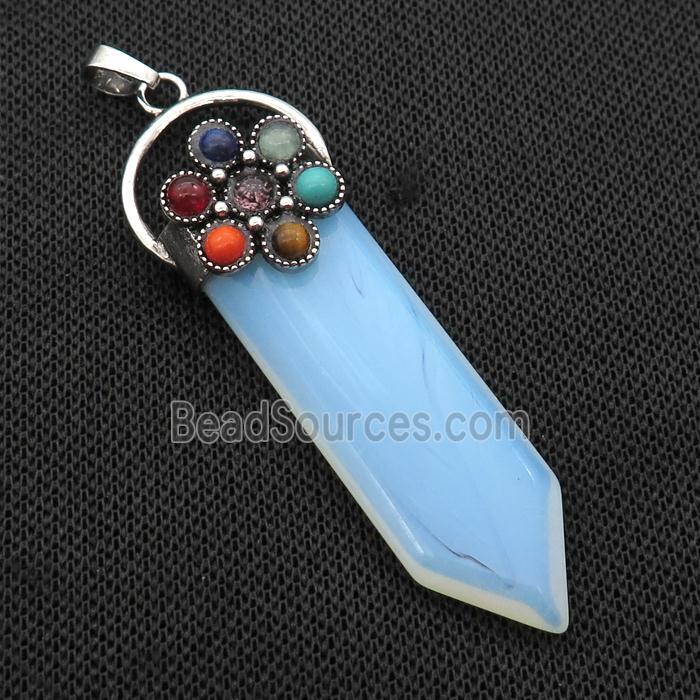 White Opalite Arrowhead Pendant Chakra Antique Silver