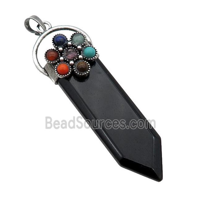 Black Onyx Agate Arrowhead Pendant Chakra Antique Silver