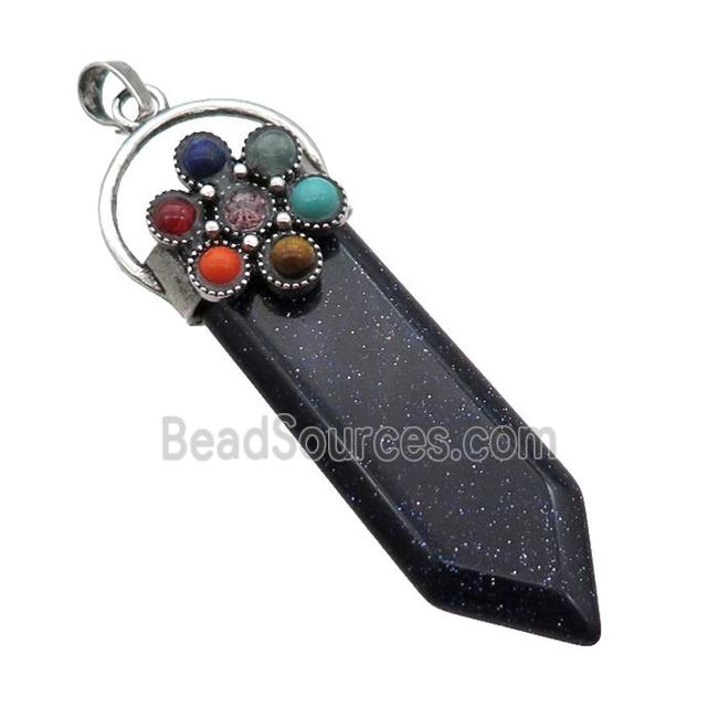 Blue Sandstone Arrowhead Pendant Chakra Antique Silver