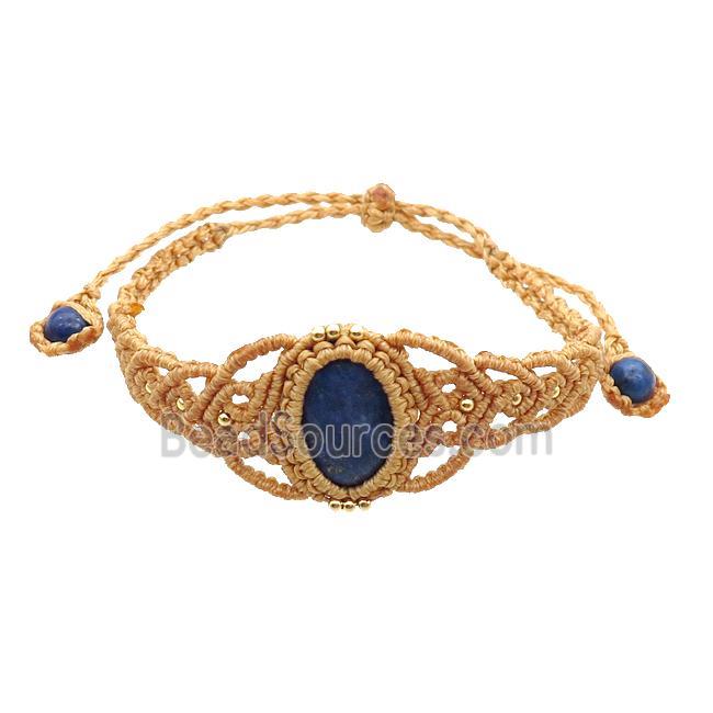 Blue Lapis Macrame Bracelet Adjustable