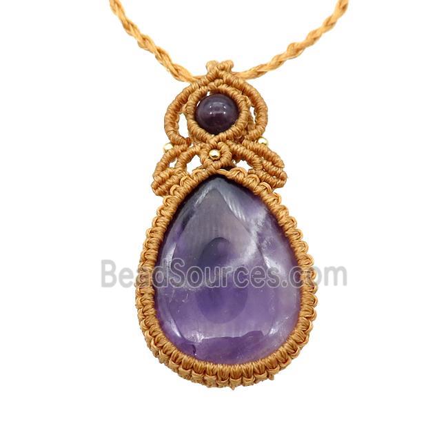 Purple Amethyst Macrame Necklace