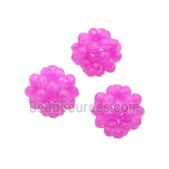 Hotpink Crystal Glass Ball Cluster Beads