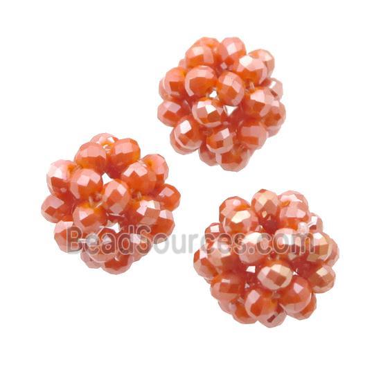 Orange Crystal Glass Ball Cluster Beads
