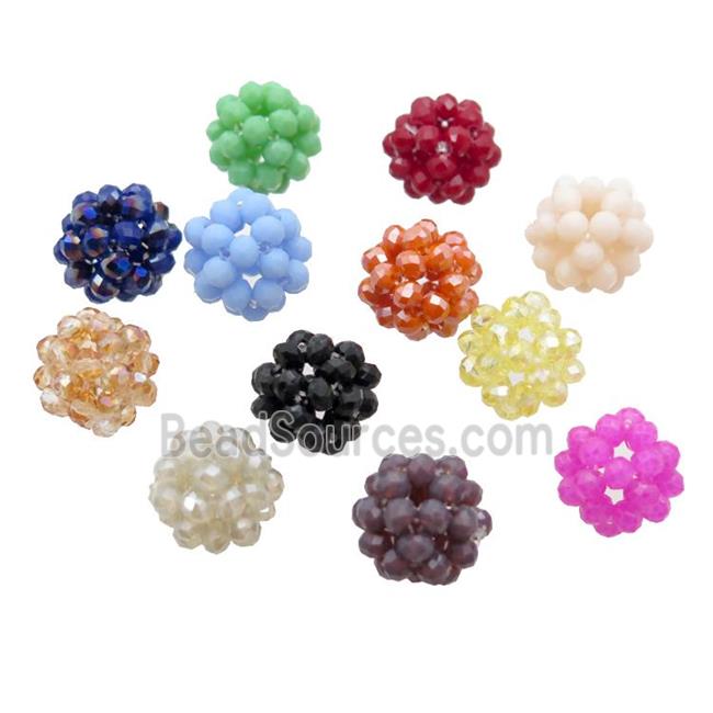 Crystal Glass Ball Cluster Beads Round Mixed Color