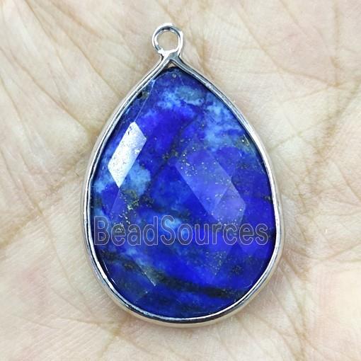 Blue Lapis Lazuli Teardrop Pendant Faceted