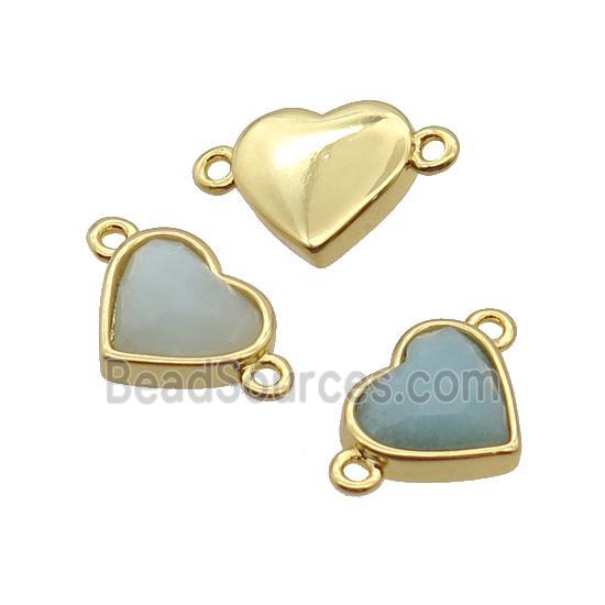 Amazonite Heart Connector Gold Plated