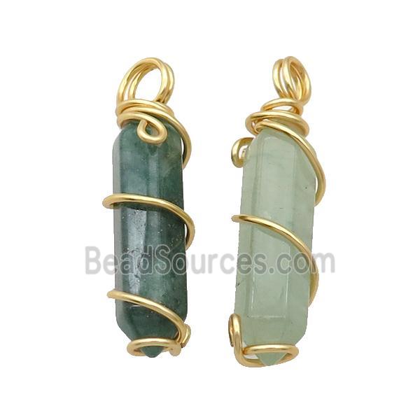 Green Aventurine Prism Pendant Wire Wrapped