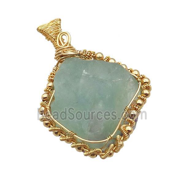 Green Aventurine Pendant Freeform Wire Wrapped