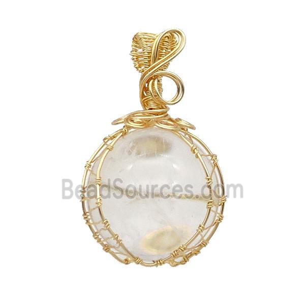 Clear Quartz Pendant Round Wire Wrapped