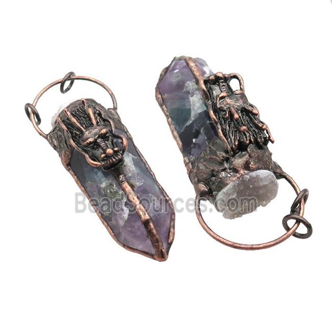 Purple Fluorite Bullet Pendant Antique Red