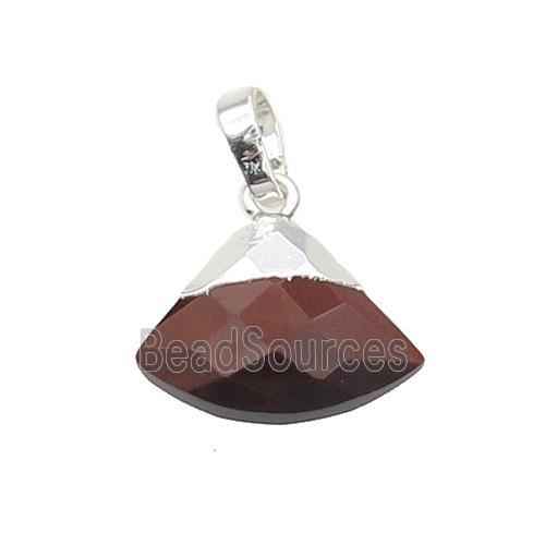 Red Tiger Eye Fan Pendant Silver Plated