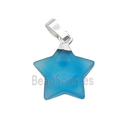 Blue Agate Star Pendant Dye Silver Plated