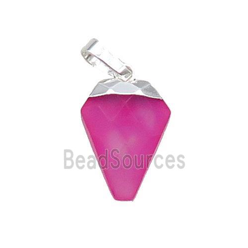 Hotpink Dye Agate Arrowhead Pendant Silver Plated