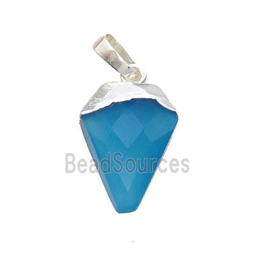 Blue Agate Arrowhead Pendant Dye Silver Plated