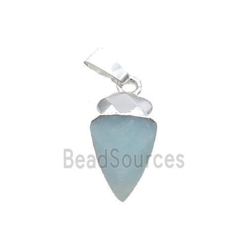 Blue Amazonite Arrowhead Pendant Silver Plated