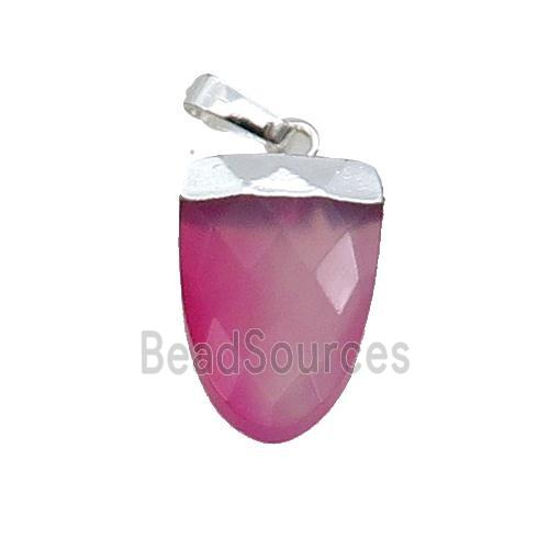 Hotpink Agate Tongue Pendant Dye Silver Plated