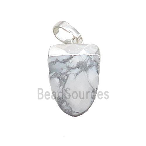 White Howlite Turquoise Tongue Pendant Silver Plated