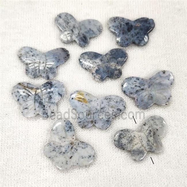 Kiwi Jasper Butterfly Beads Carved