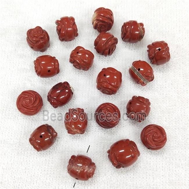 Red Jasper Flower Beads Carved