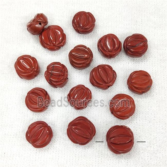 Red Jasper Flower Beads Carved