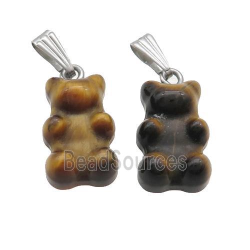 Tiger Eye Stone Bear Pendant