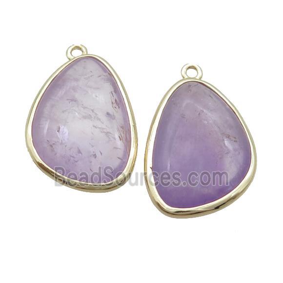 Purple Amethyst Teardrop Pendant Gold Plated