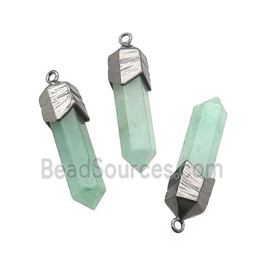 Green Aventurine Bullet Pendant Black Plated