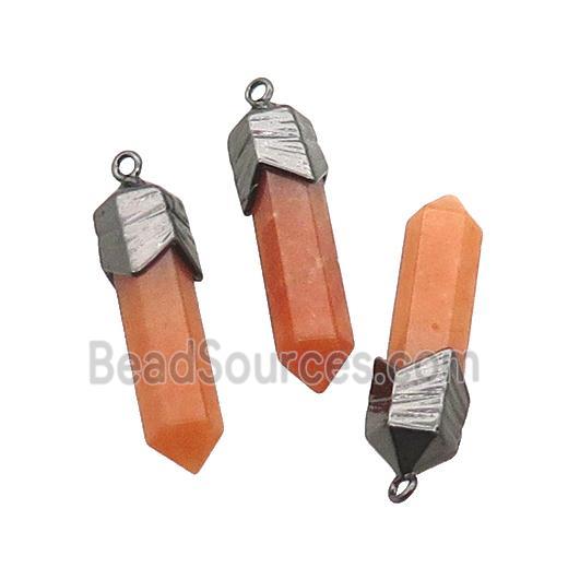 Red Aventurine Bullet Pendant Black Plated