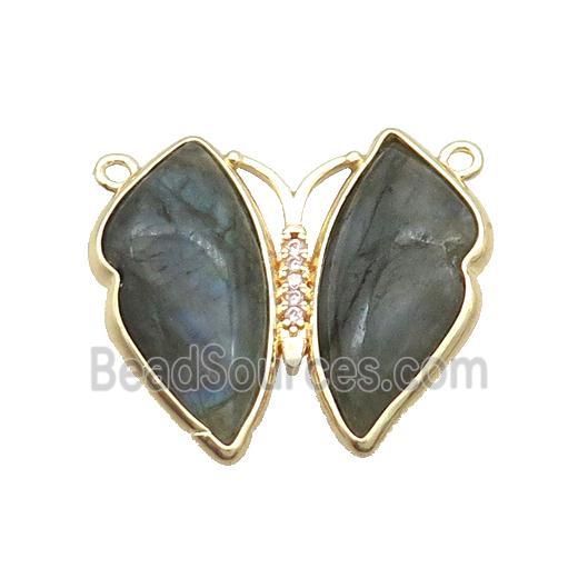 Labradorite Butterfly Pendant With 2loops Copper Gold Plated