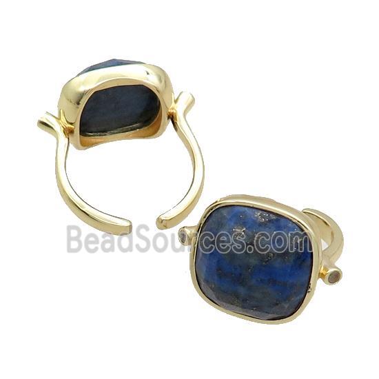 Blue Lapis Ring Square Copper Gold Plated