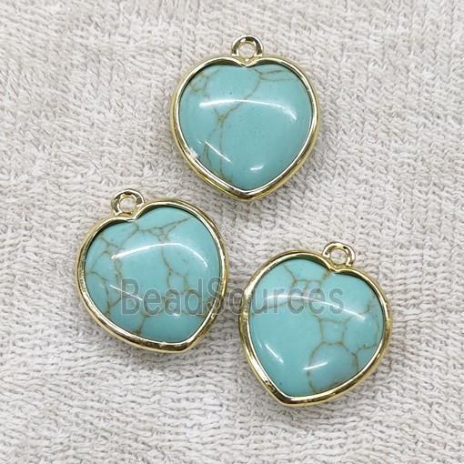 Green Turquoise Heart Pendant Dye Gold Plated