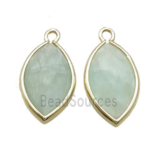 Natural Fluorite Pendant Green Faceted Horseeye Gold Plated